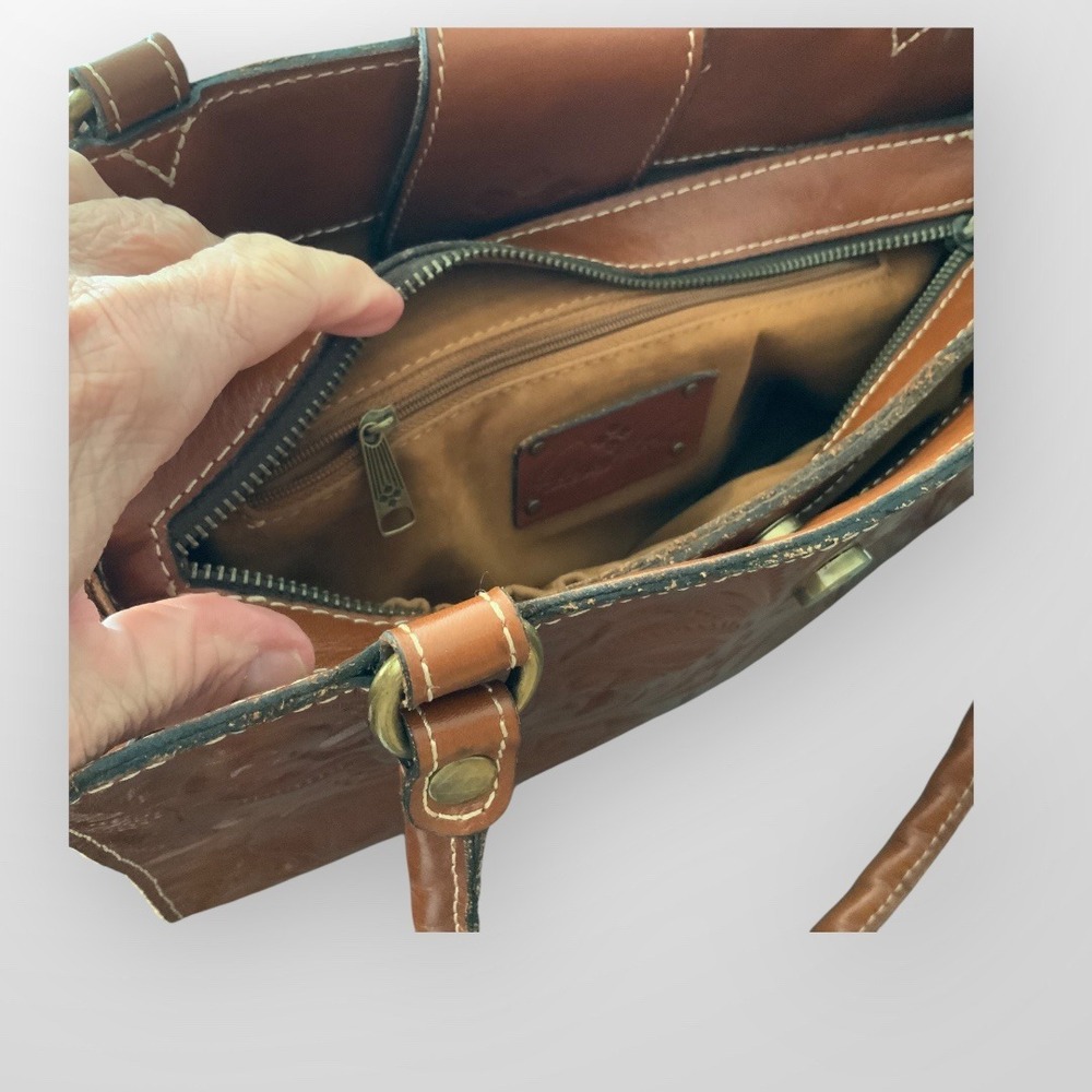 Patricia Nash Tooled Leather Satchel in Chestnut Brown - Picture 4 of 8